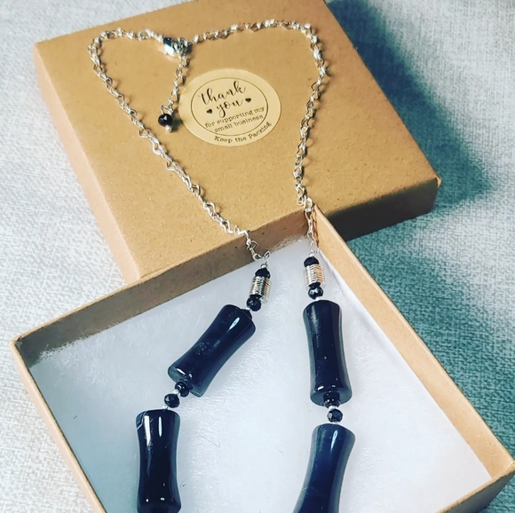 Black Agate Stainless steel chain necklace - Picture 4 of 4